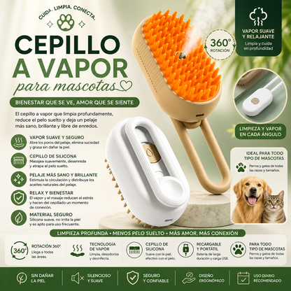 PulseBrush™ Cepillo a vapor para mascotas.